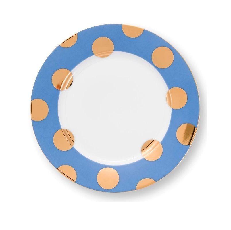 Dot Delight זוג צלחות תכלת/זהב 21 ס"מ