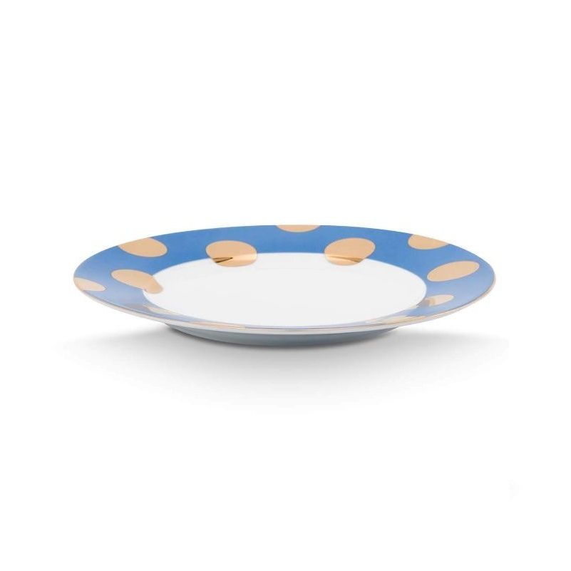 Dot Delight זוג צלחות תכלת/זהב 21 ס"מ
