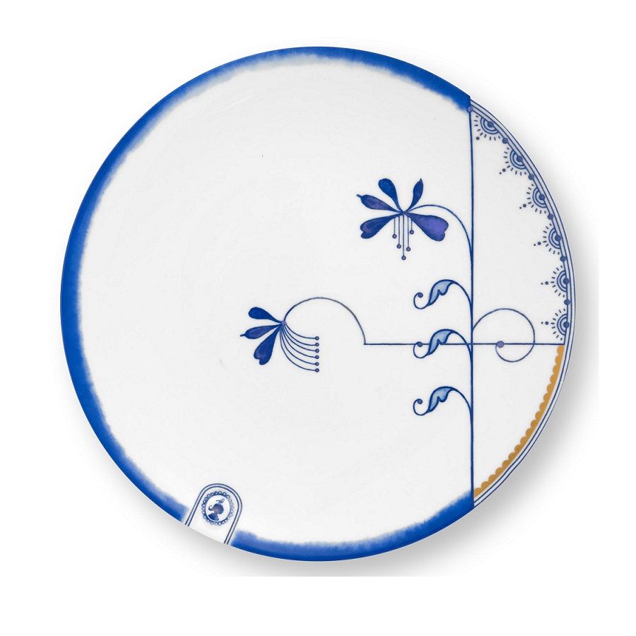 The Blue Bird סט 6 צלחות כחול לבן קוטר 20 ס"מ