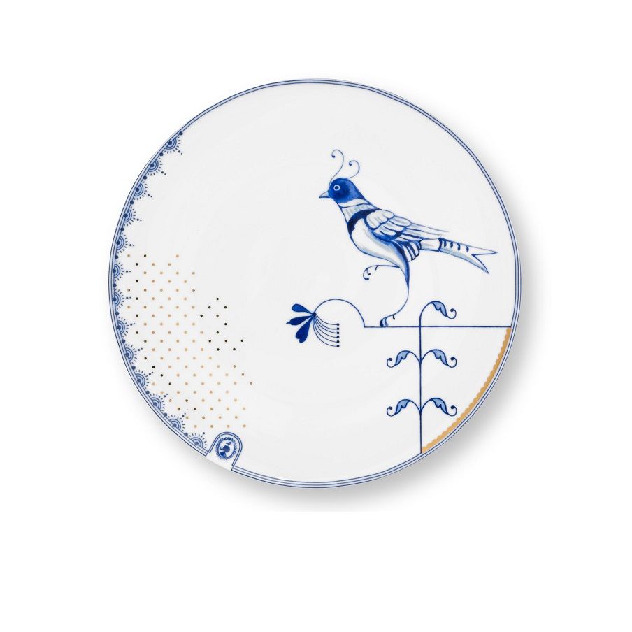 The Blue Bird סט 6 צלחות כחול לבן קוטר 25.5 ס"מ
