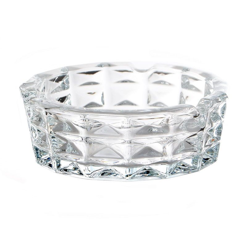 מאפרה עגולה זכוכית שקופה גובה 4.5 ס"מ קוטר 12.5 ס"מ