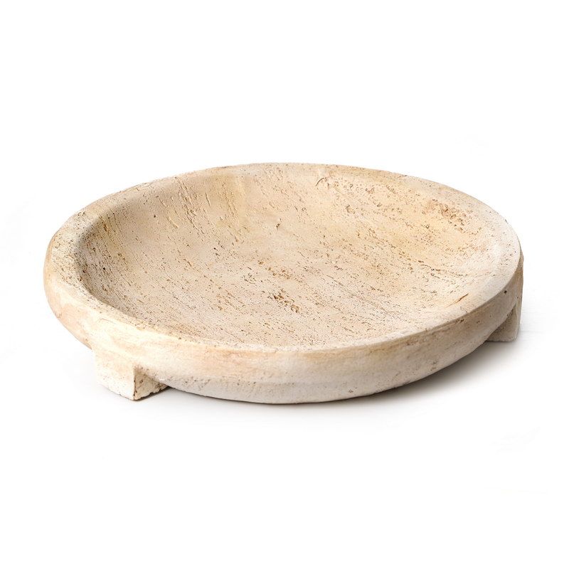 קערת דמוי טרוורטין עגולה על בסיס קוטר 38.1 גובה 6.4 ס"מ