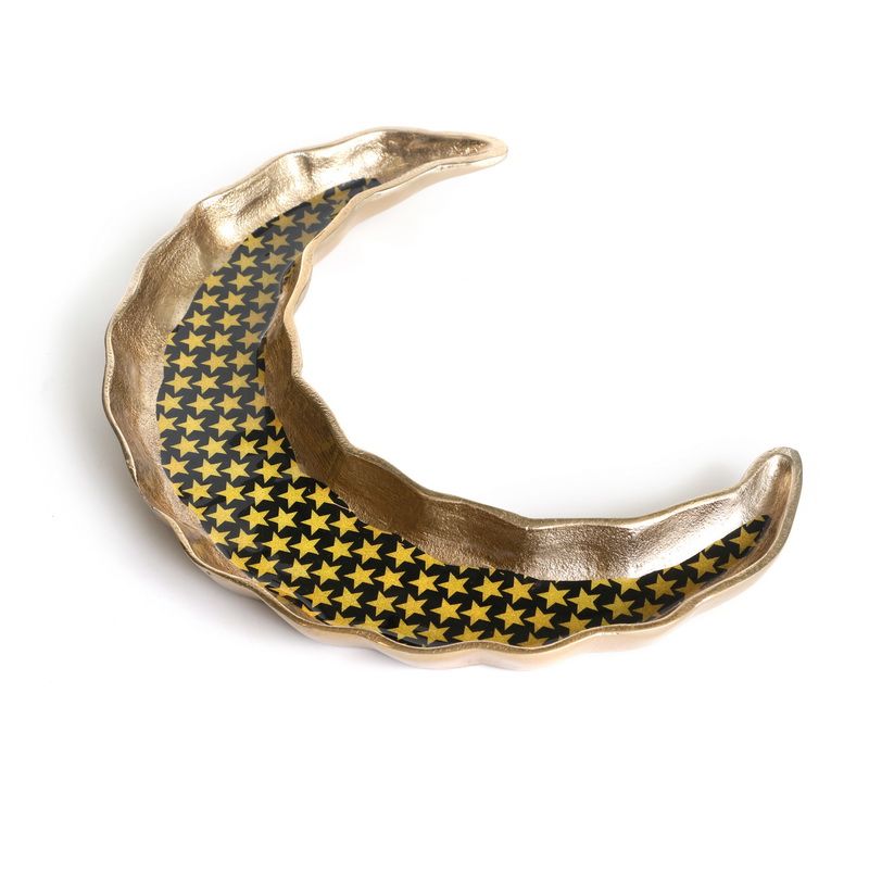 מגש רמדאן ירח מתכת אמייל שחור 39/28.5 גובה 3.5 ס"מ