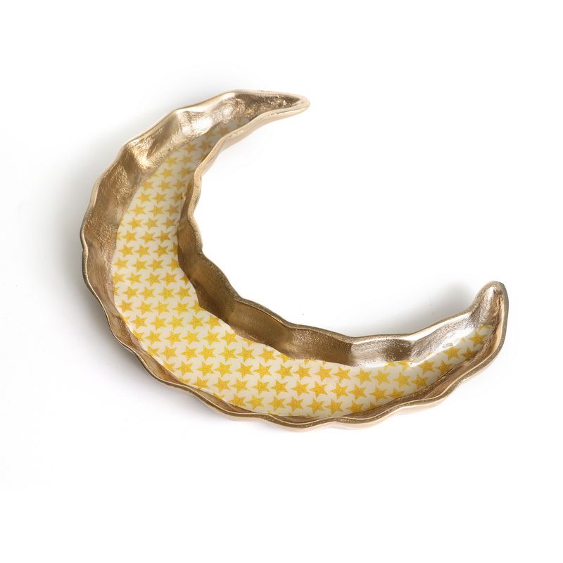 מגש רמדאן ירח מתכת אמייל שמנת 39/28.5 גובה 3.5 ס"מ