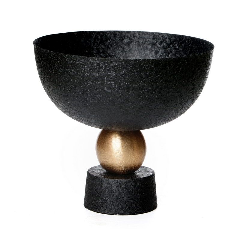 עציץ על בסיס אלומיניום שחור קוטר 25 גובה 26 ס"מ