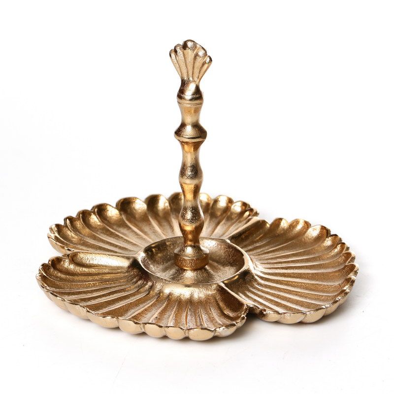 מגש לעוגה על בסיס צדף אלומיניום זהב 25/25 מוט נשיאה גובה 19.5 ס"מ