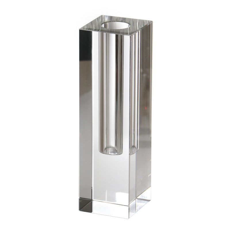 אגרטל זכוכית מלבני שקוף 6/6 ס"מ גובה 19.5 ס"מ