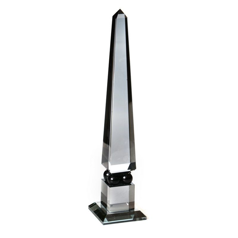 אובליסק זכוכית אפור 10/10 ס"מ גובה 46 ס"מ