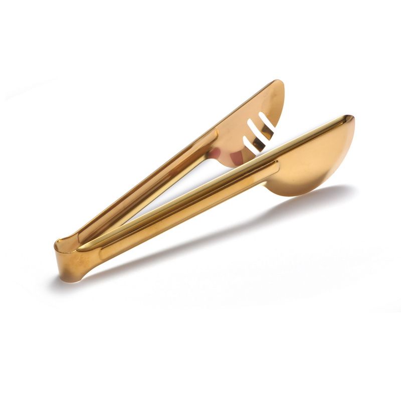 מלקחיים לעוגה נירוסטה מקושת ציפוי זהב