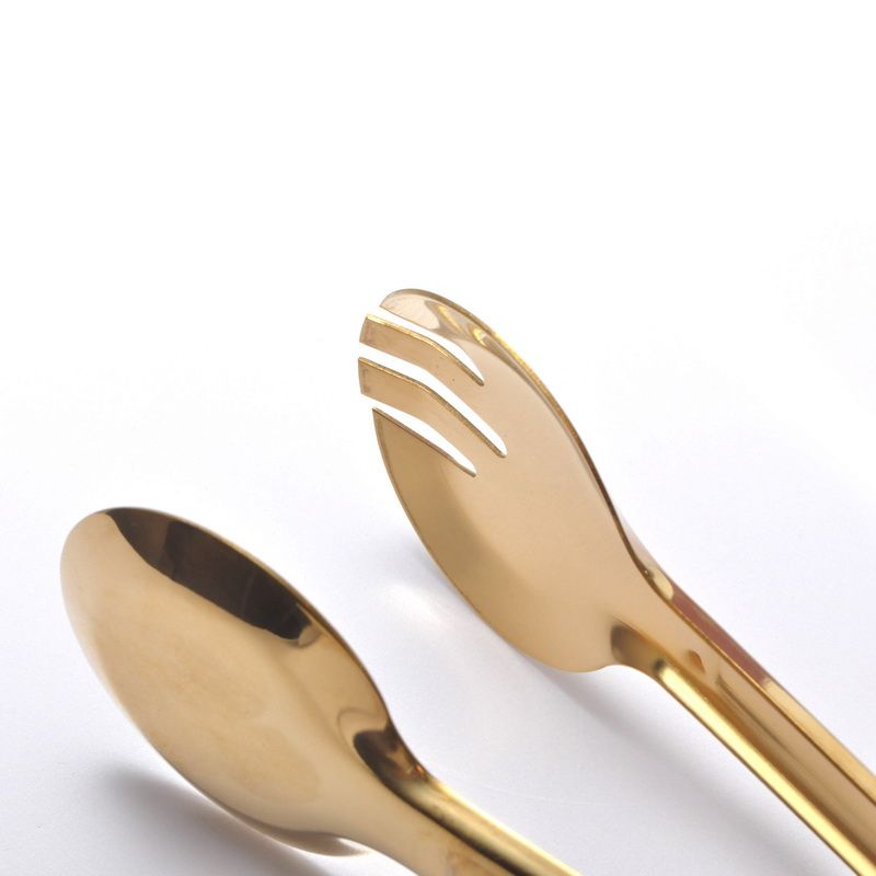 מלקחיים לעוגה נירוסטה עגול ציפוי זהב