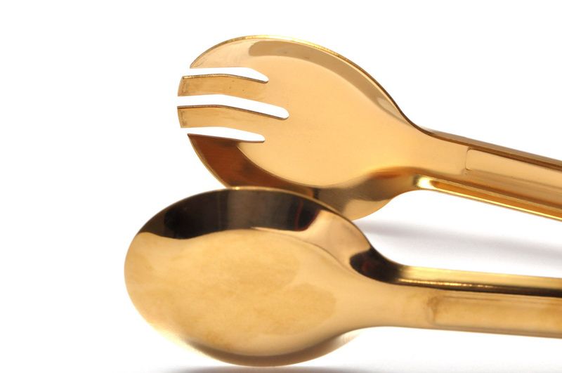 מלקחיים לעוגה נירוסטה עגול ציפוי זהב