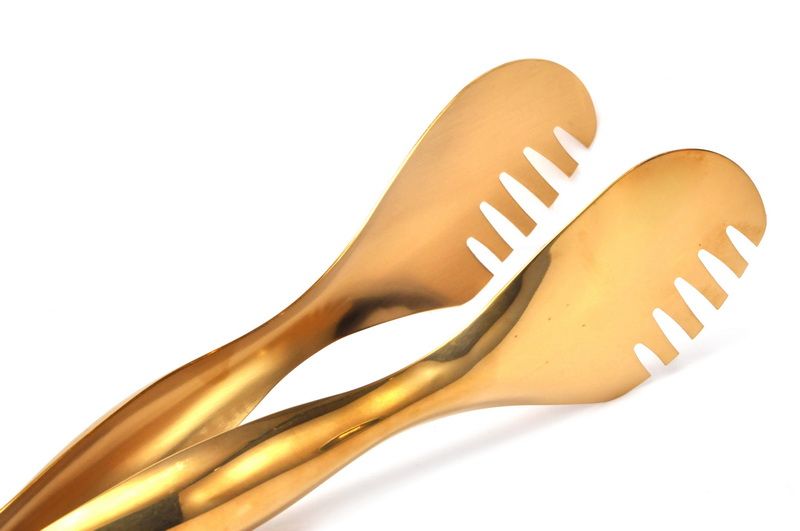 מלקחיים לעוגה נירוסטה ידית מעודנת ציפוי זהב