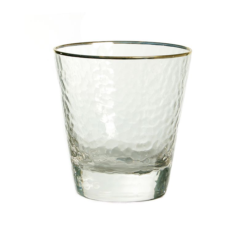סט 6 כוסות שתיה קרה זכוכית רקועה ועיטור זהב  280מל