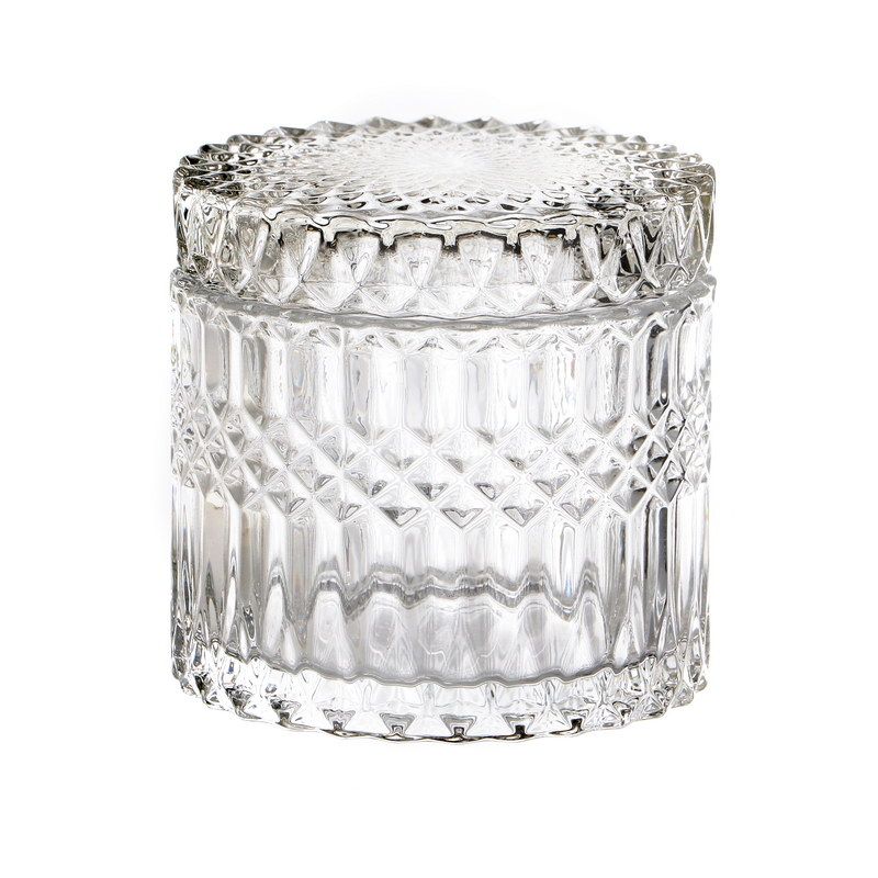 קופסת זכוכית שקופה רטרו גובה 15 קוטר 14.5 ס"מ עם מכסה