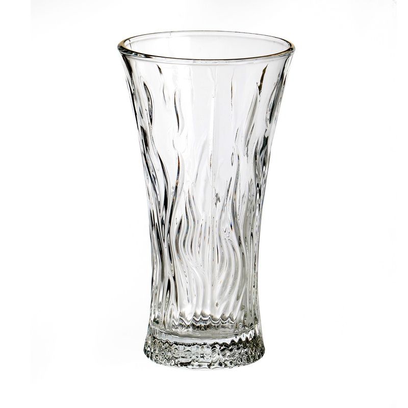 אגרטל זכוכית שקופה פס זהב גובה 23 קוטר 12.5 ס"מ