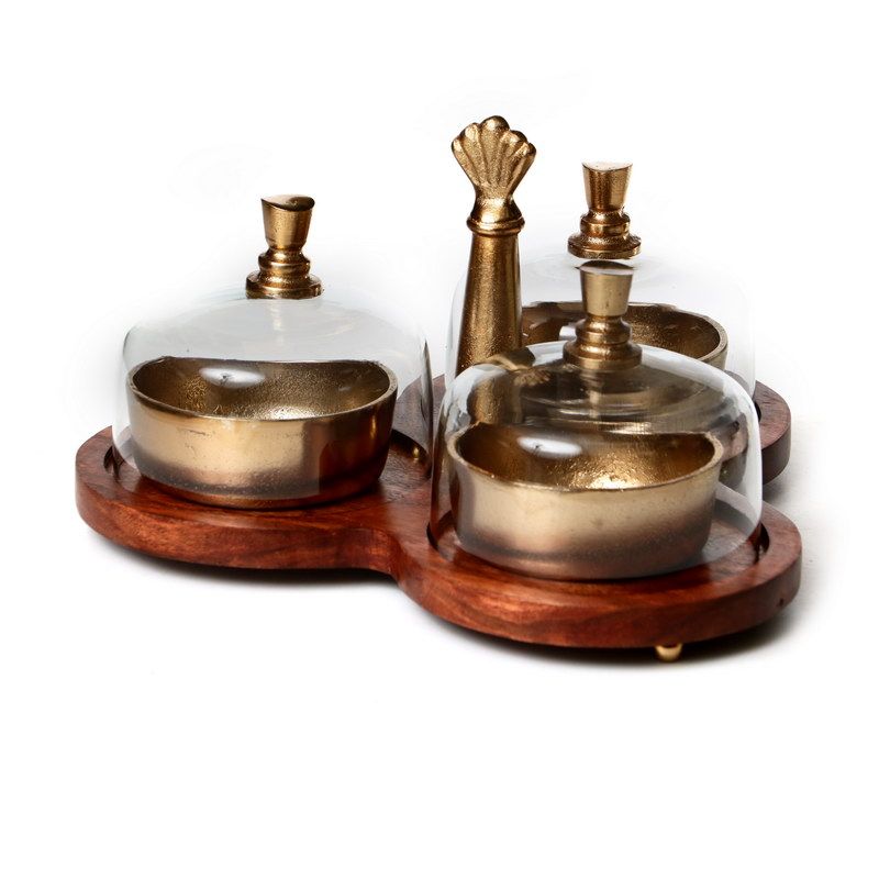 מגש לעוגה אלומיניום עץ/ זהב 30/30 גובה 18 ס"מ