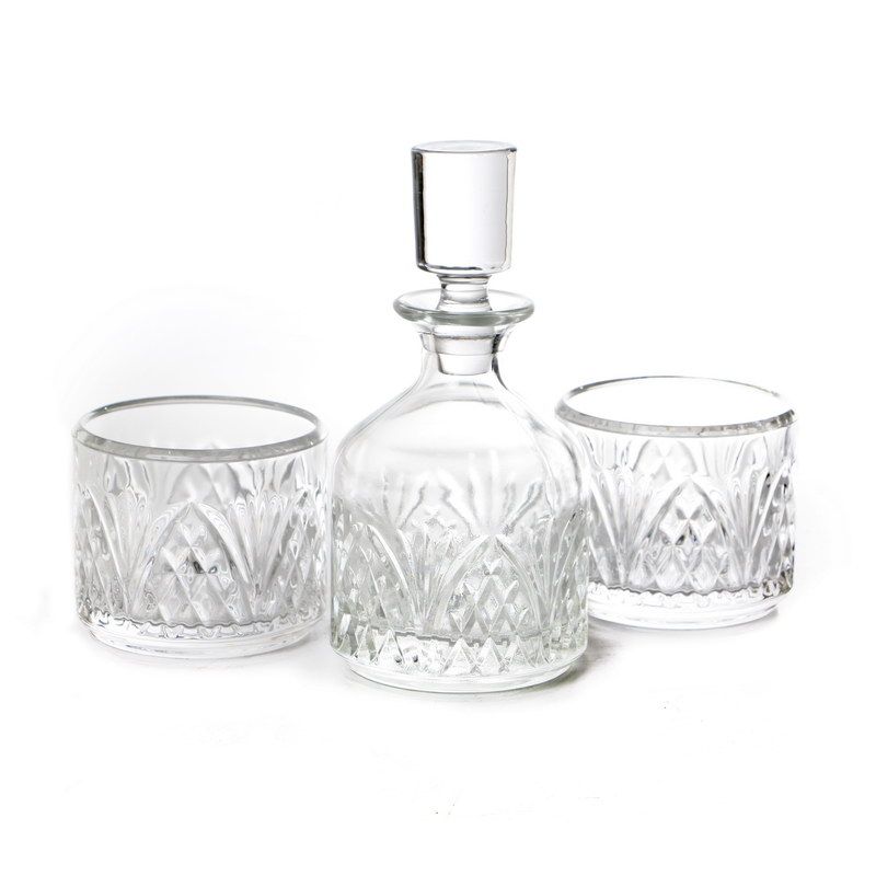 דיקנטר 3 קומות זכוכית שקופה 360 מ"ל וכוסות 260 מ"ל