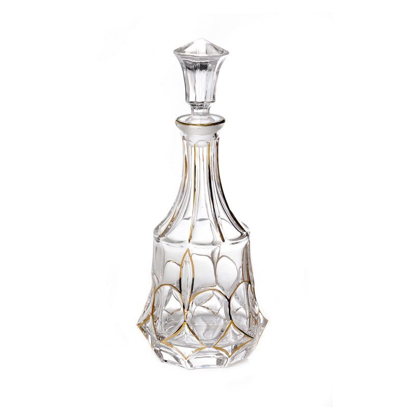דיקנטר זכוכית שקופה עיטור זהב 800 מ"ל