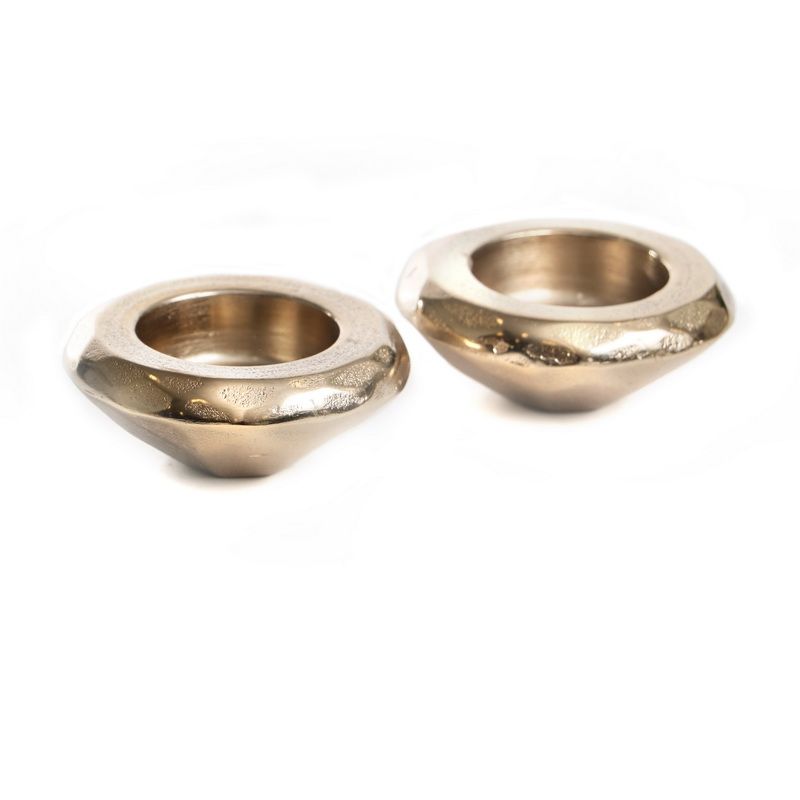 זוג פמוטי מתכת זהב גובה 3.5 קוטר 8 ס"מ