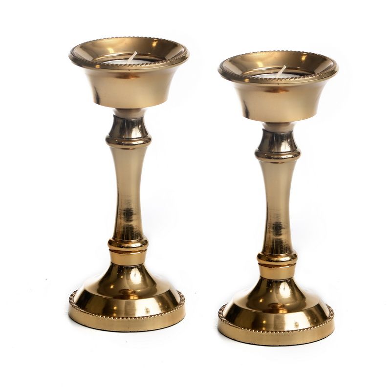 זוג פמוטי מתכת זהב גובה 15.5 קוטר 7 ס"מ