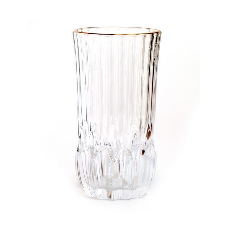 סט 6 כוסות שתיה קרה diamond זכוכית 360 מ"ל פס זהב