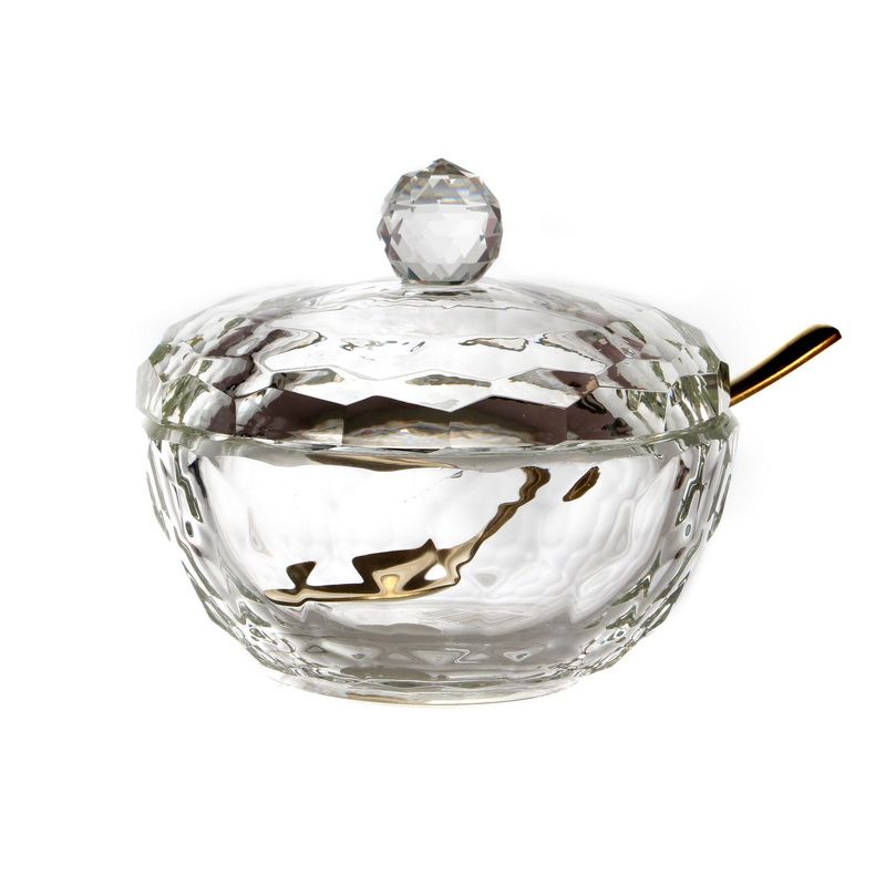 כלי לסוכר/דבש  קריסטל כפית זהב*10*