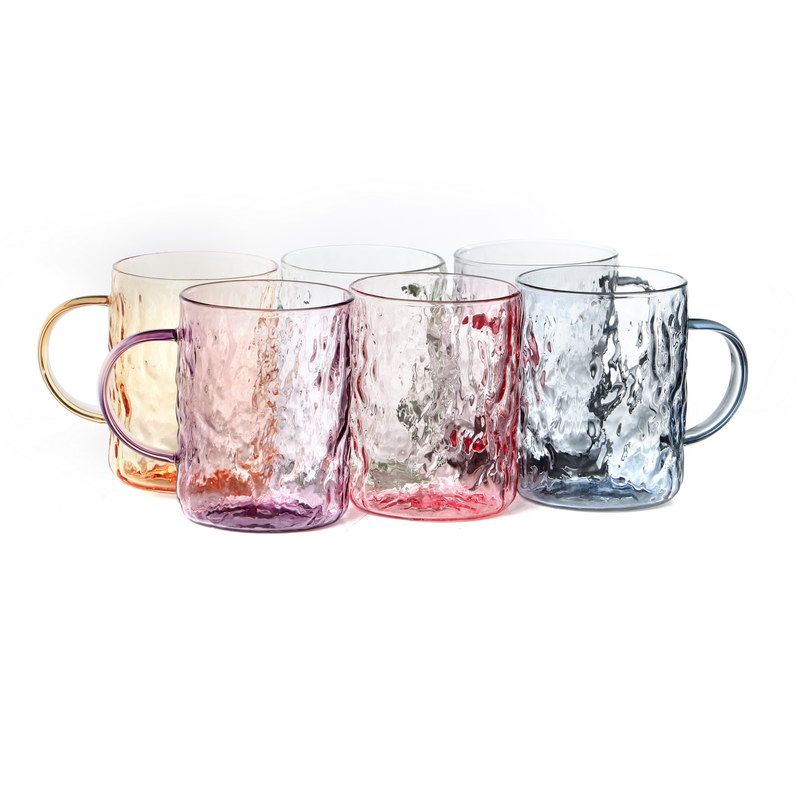 סט 6 מאגים זכוכית קרח בשישה צבעים  300 מ"ל