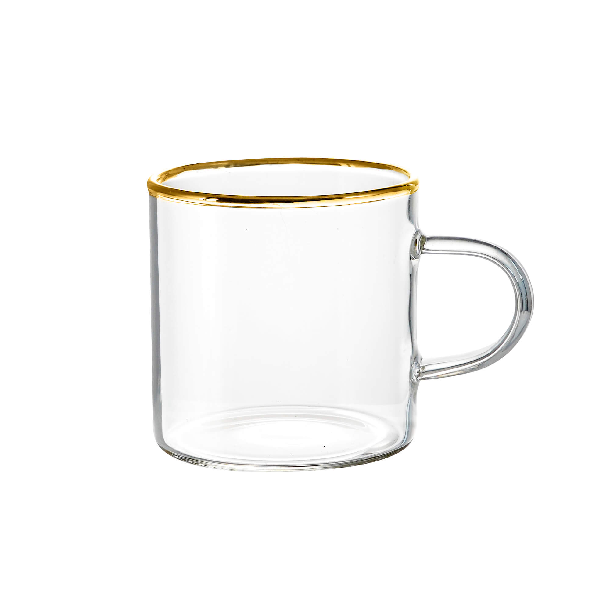 סט 6 כוסות זכוכית שקופה פס זהב 100 מ"ל