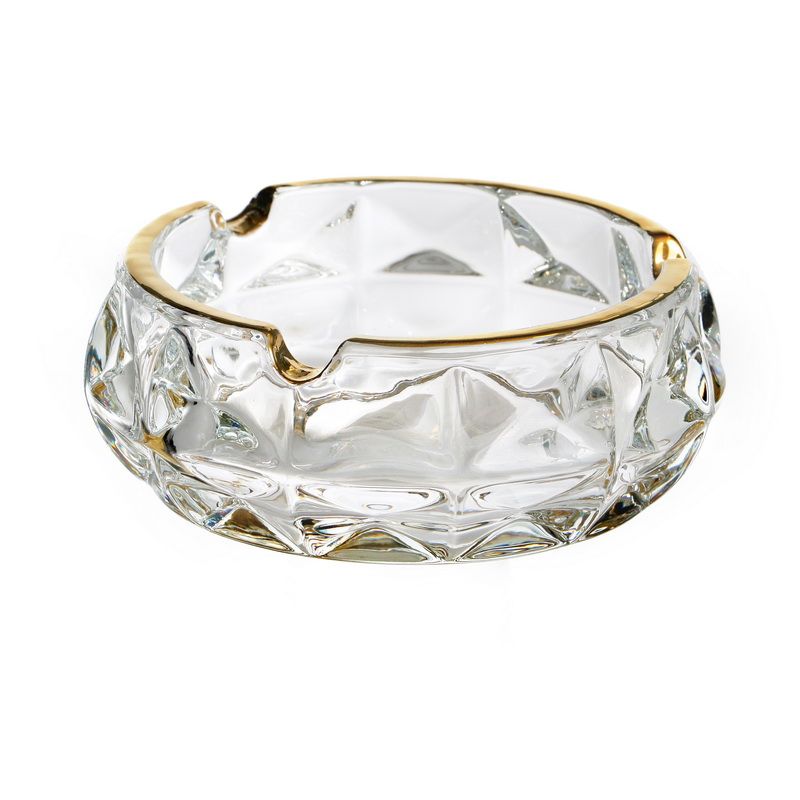 מאפרה זכוכית שקופה פס זהב גובה 50 ס"מ