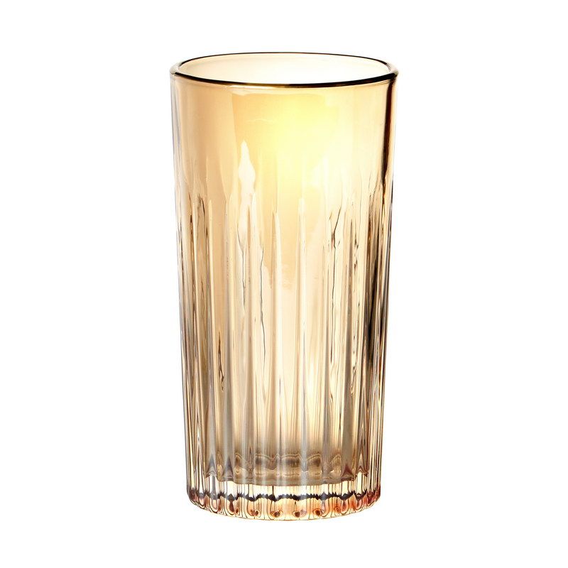 סט 6 כוסות שתיה קרה זכוכית אמבר פסים 360 מ"ל פס זהב