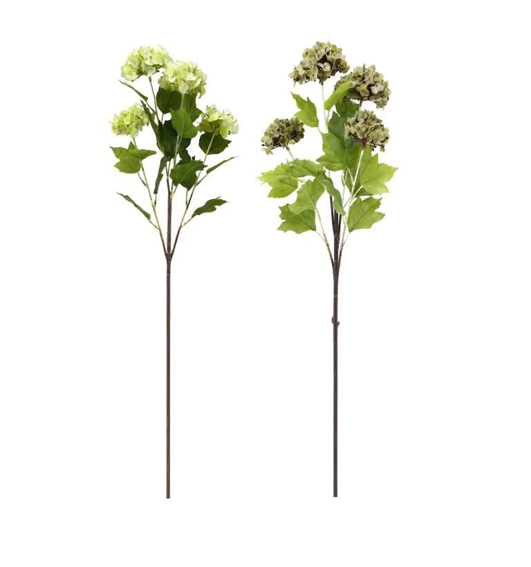 סט 12 זרי הורטנזיה בצבעים ירוק כהה ובהיר 74 ס"מ