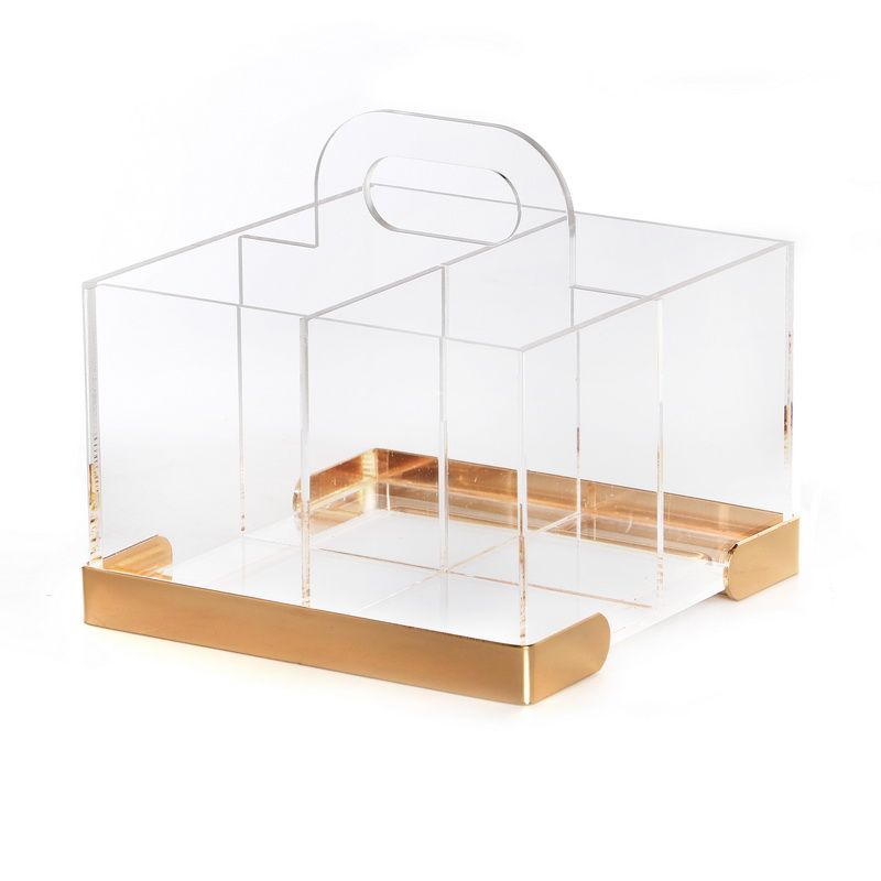 מעמד לסכו"ם אקרילי שקוף/ מתכת זהב 17/17 גובה 16 ס"מ