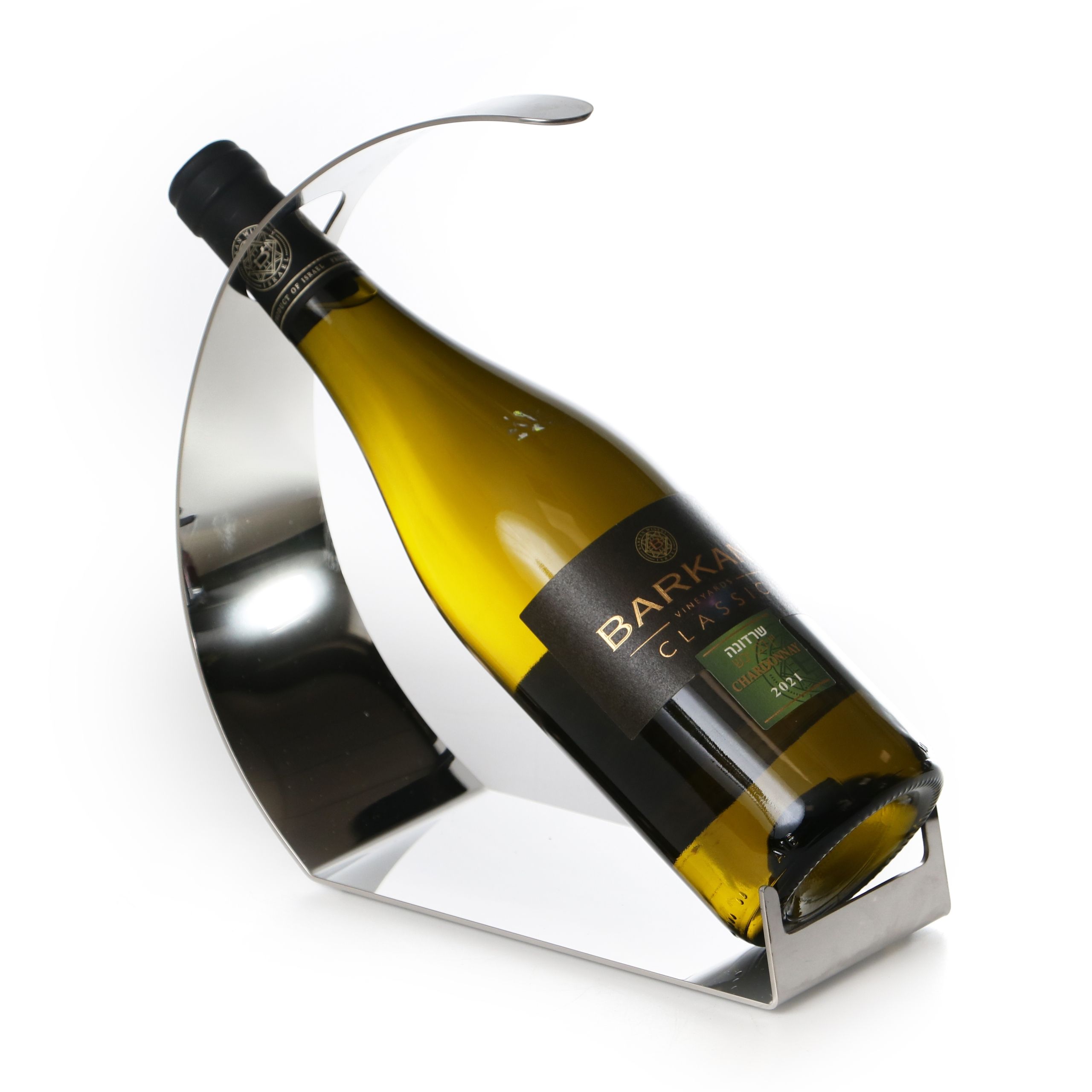 מתקן לבקבוק יין נירוסטה כסף 22.5/9 ס"מ  גובה 24 ס"מ