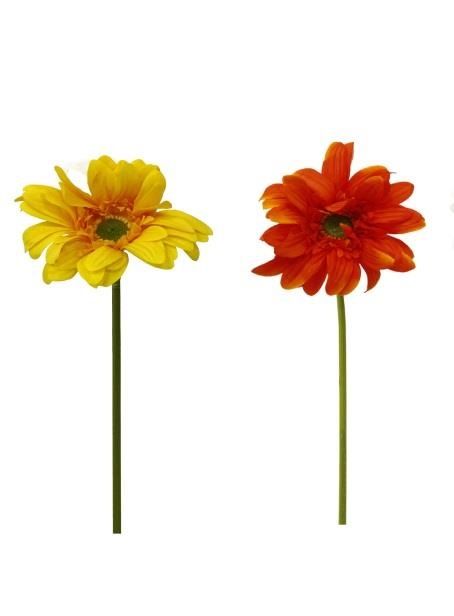 סט 24 זרי גרברה בצבעים כתום וצהוב 65 ס"מ