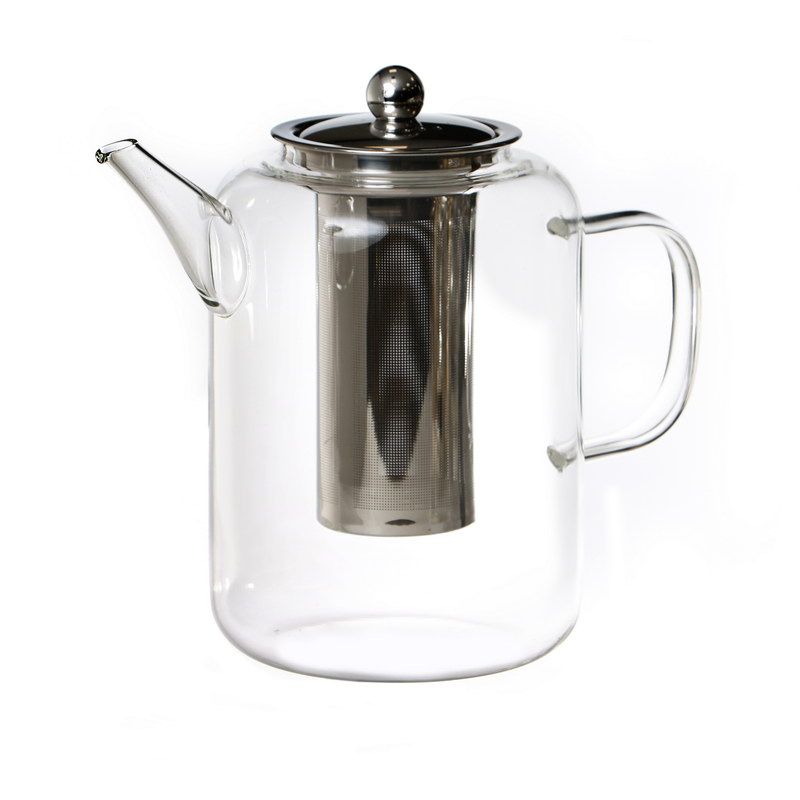 2.0 ליטר קנקן תה זכוכית שקופה מסנן נירוסטה כסף