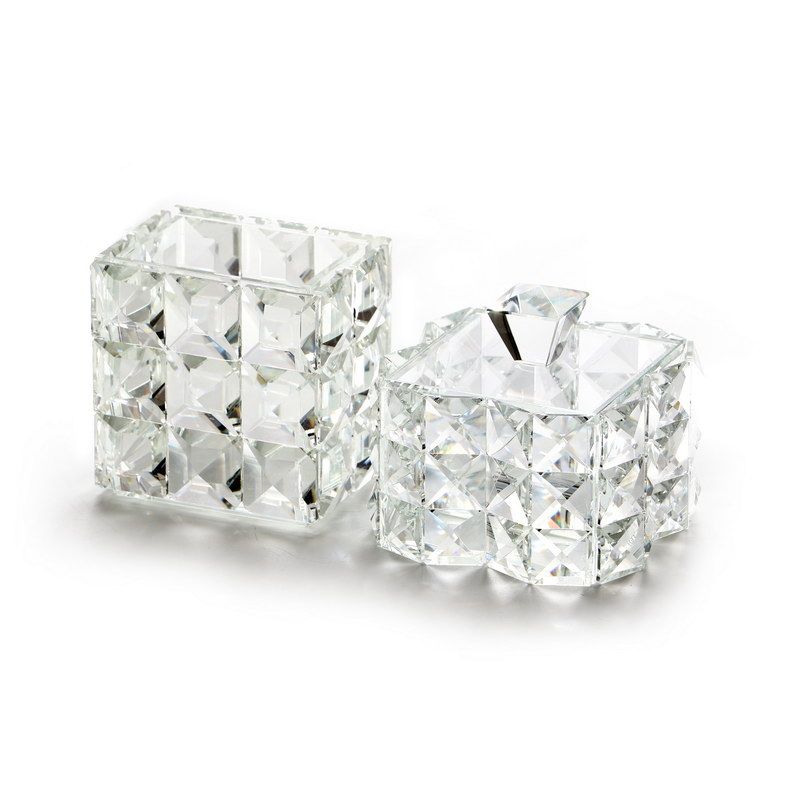 סט קריסטל טואלט/ תמרוקים מרובע 10.5 ס"מ גובה 9.5 ס"מ