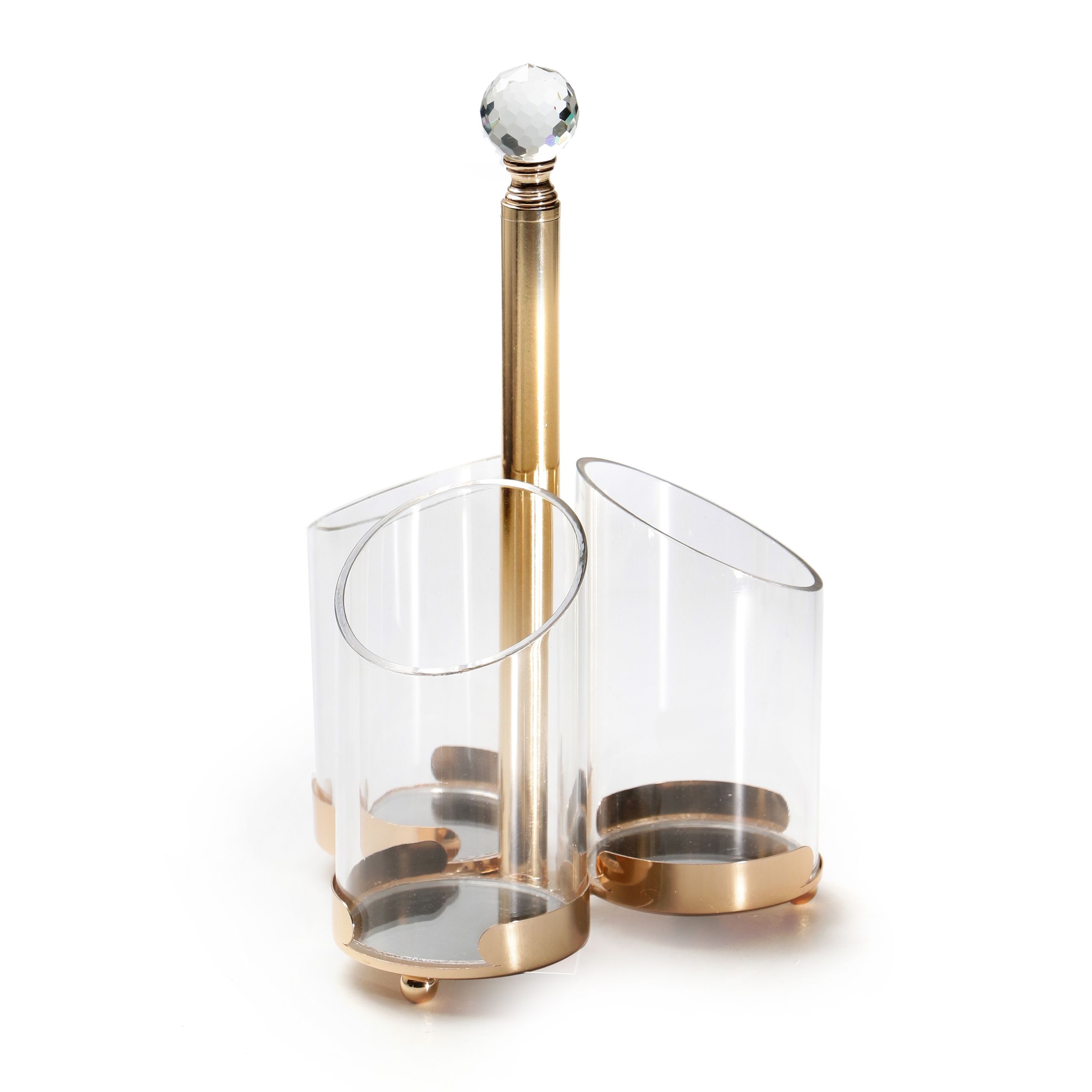 מעמד לסכו"ם אקרילי ידית ובסיס זהב 16.5/8.5 ס"מ גובה 27.5 ס"מ