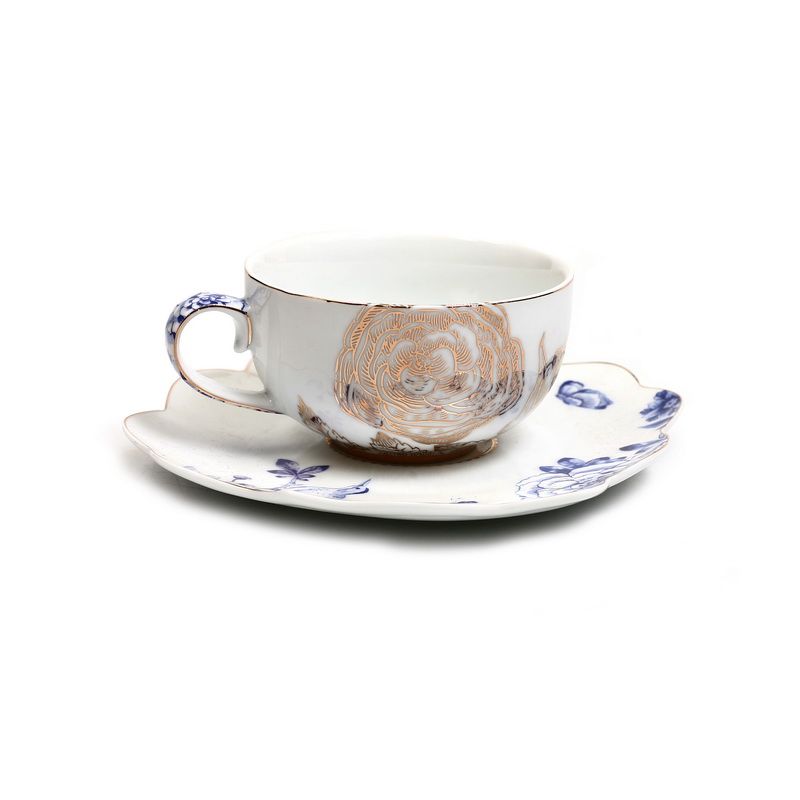 ROYAL WHITE שש יחידות ספלי תה + תחתיות לבן 225 מ"ל