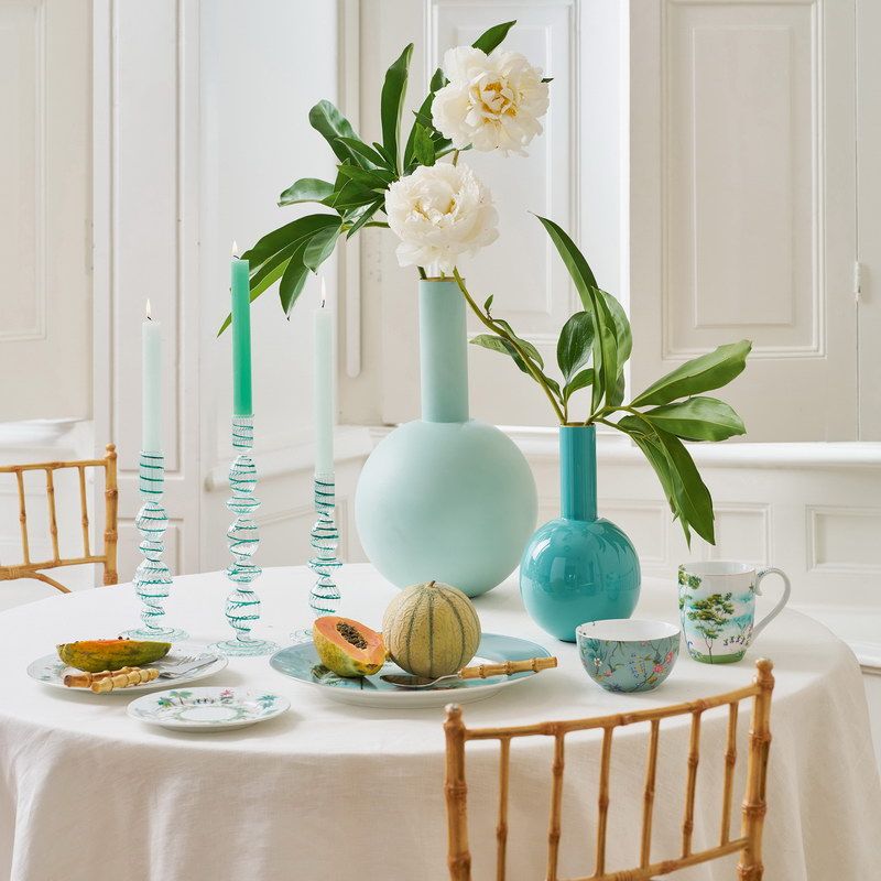 Jolie אגרטל מתכת טורקיז גובה 26 קוטר 15 ס"מ home decor