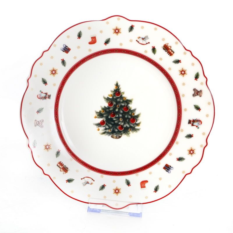 סט 6 צלחות מנה ראשונה Christmas tree לבן/ אדום/ ירוק  קוטר 21.2 ס"מ New Bone China