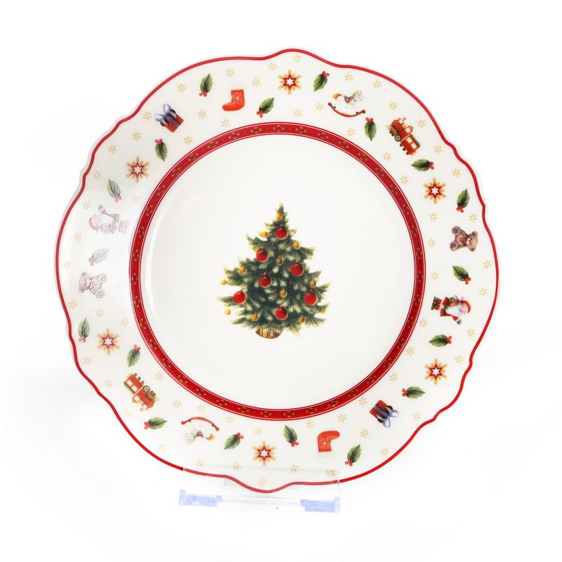 סט 6 צלחות עוגה Christmas tree לבן/ אדום/ ירוק  קוטר 16.5 ס"מ New Bone China