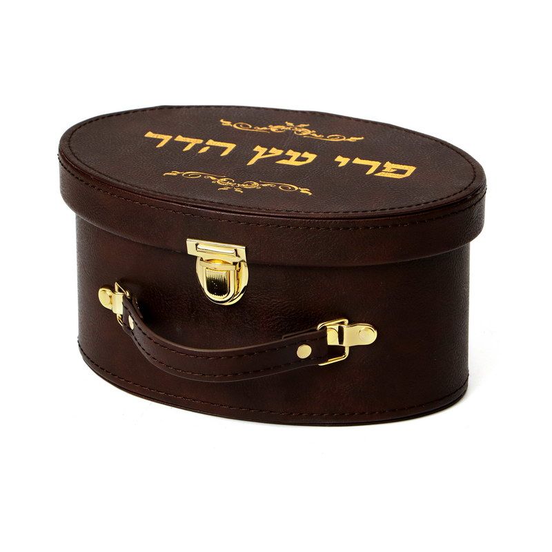 קופסת איחסון אובלית PU חום 22/15 ס"מ גובה 12 ס"מ