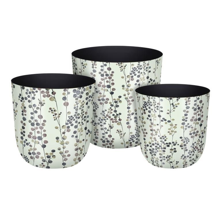 סט 3 אגרטלים אמייל Meadow גובה 22/19/16 ס"מ קטרים 20/18/15 ס"מ ברזל