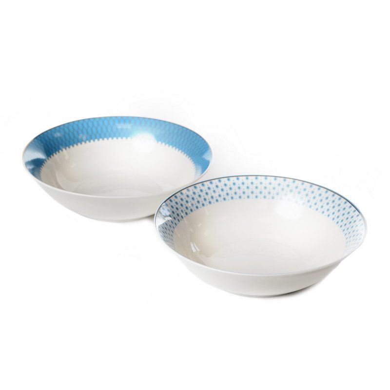 זוג קערות סלט עגול Marine כחול/זהב קוטר 23 ס"מ עומק 6 ס"מ New Bone China