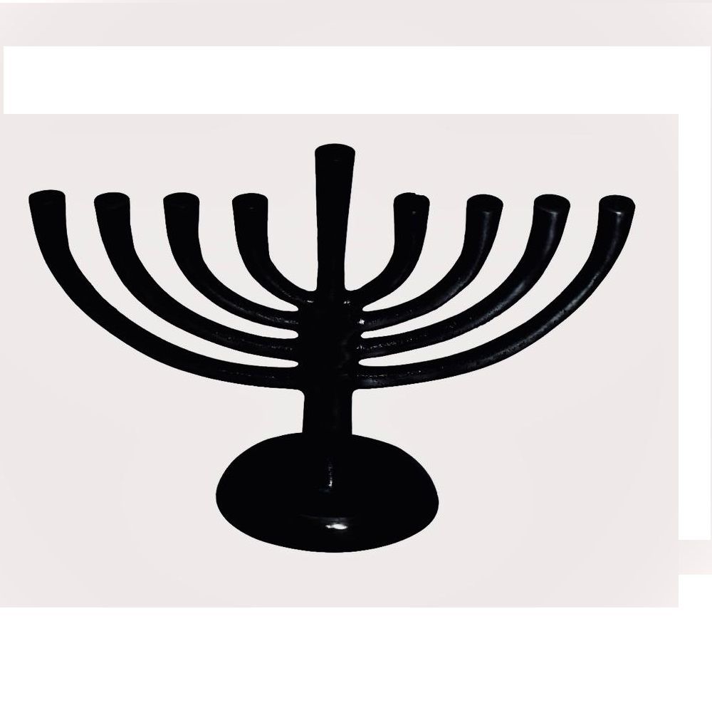 חנוכיה ניסים שחורה אלומיניום גובה 19 רוחב 27 ס"מ