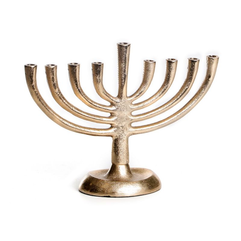 חנוכיה אלומיניום ציפוי זהב "ניסים" מבית חושן