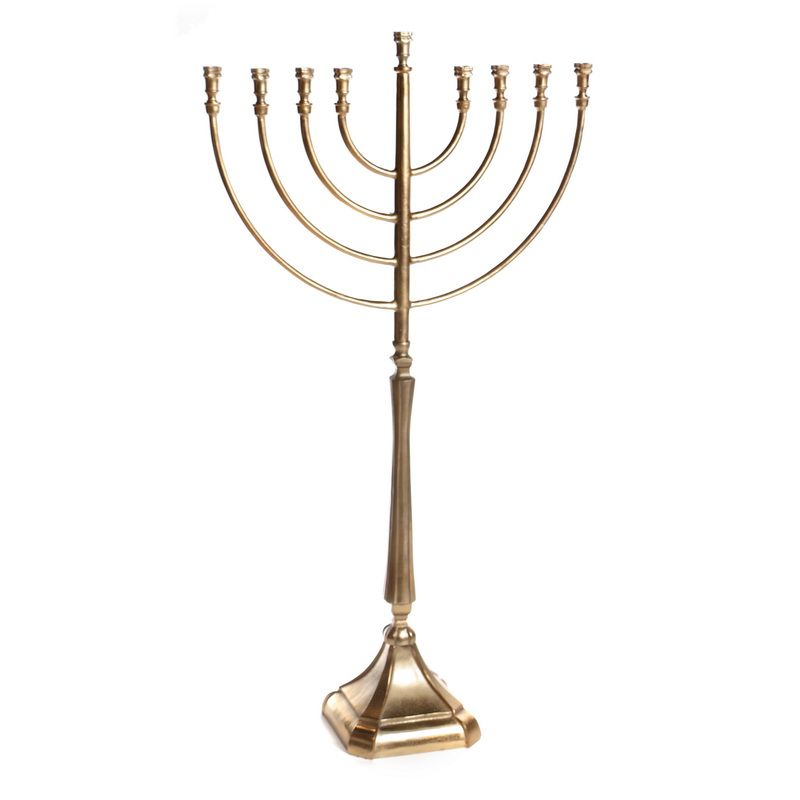 חנוכיה אלומיניום ציפוי זהב דגם מנורה זהב 80.5/29 גובה 144.5 ס"מ