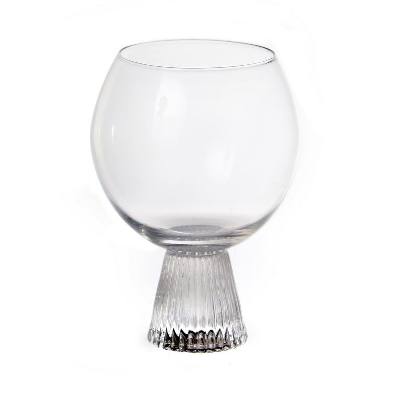 זוג כוסות זכוכית שקופה 480 מ"ל על רגל פסים