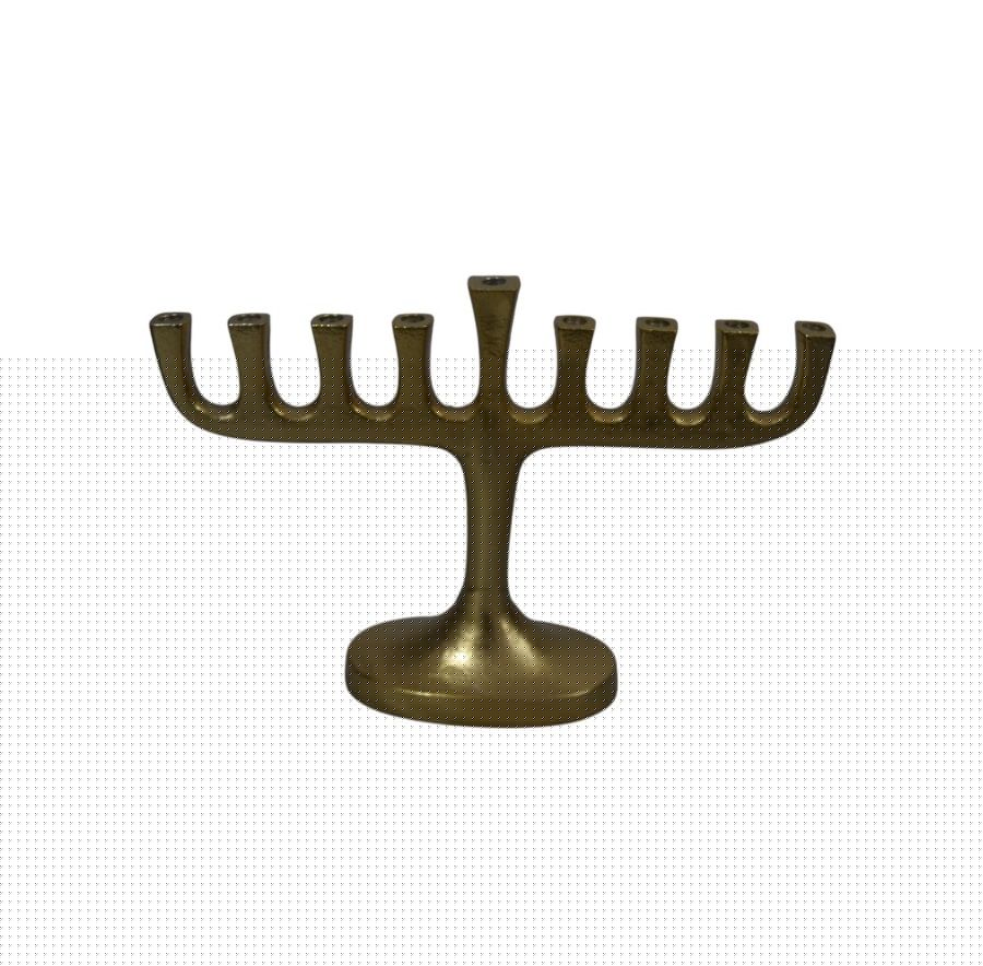 חנוכיה ניסים זהב מבריק אלומיניום גובה 19 רוחב 27 ס"מ