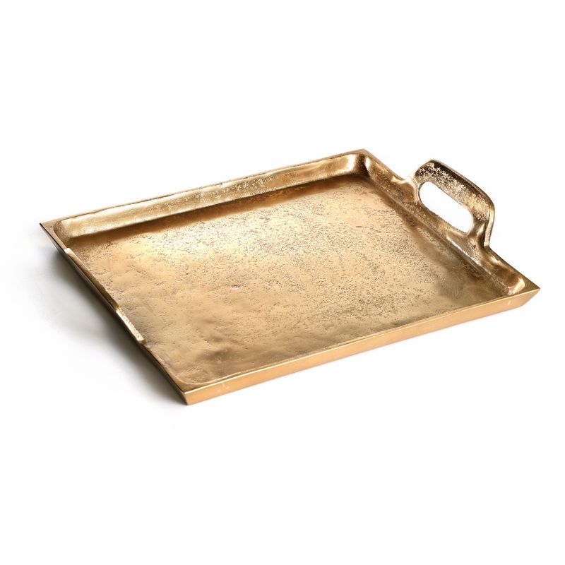 מגש מתכת מלבני זהב ידיות 39.5/30 ס"מ